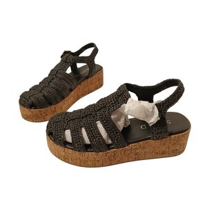 Silent D Fisherman Sandal Shoe Women's Size 8 Black Woven Platform‎ Whisper NWOT